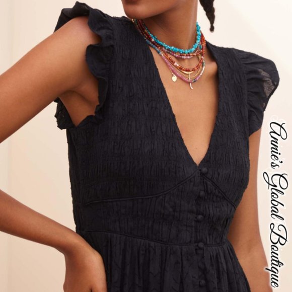 NWT, Anthropologie Embroidered Ruffled Smocked Midi Dress - Picture 4 of 16